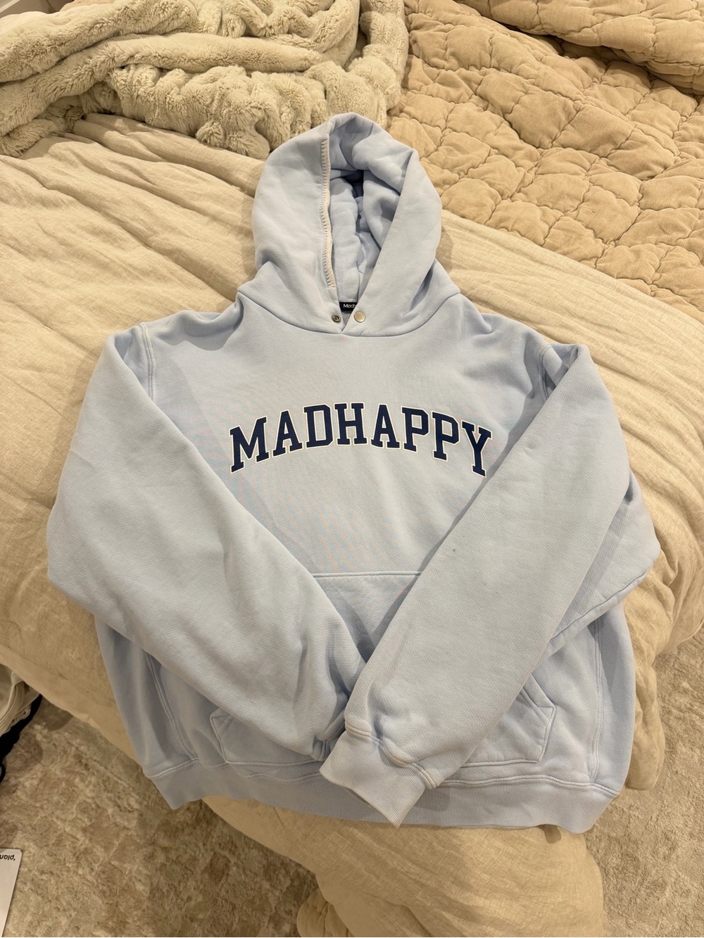 Madhappy Pale Blue Hoodie with Navy Logo